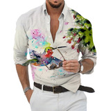 Camisa Hawaiana Manga Larga Con Estampado Floral Hombre