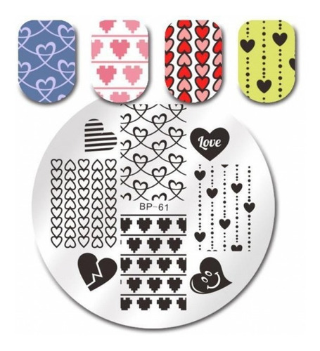 Born Pretty Placa Sello Estampa Uñas Stamping Bp-61 Corazon