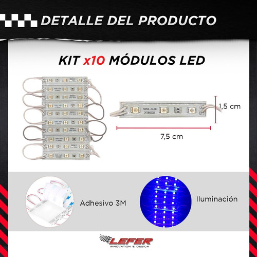 Kit X 10 Modulo 3 Led Piraña Blanco,rojo,amarillo,azul,verde