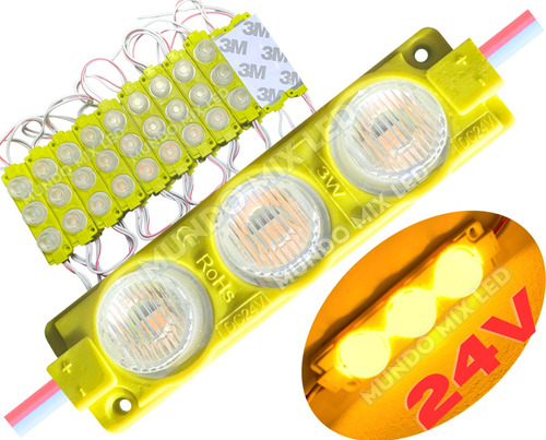 05pçs Módulo Led 3030 3w 24v 3-leds Carretas Ônibus Âmbar