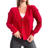 Cardigan Mujer Sweater Con Botones Pullover Tejido Lana
