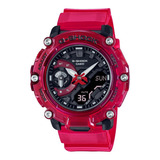 Reloj Casio Gshock Ga-2200skl-4a Sumergible Antigolpes Luz Color De La Malla Rojo/transparente Color Del Bisel Rojo Transparente Color Del Fondo Negro