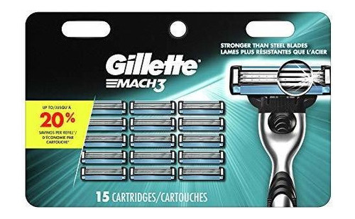 Cuchillas De Afeitar Gillette Mach3 Para Hombre, 15 Unidades