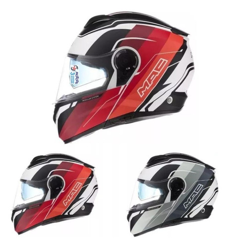 Jm Casco Rebatible Mac Rock Floyd Blanco Naranja Mate