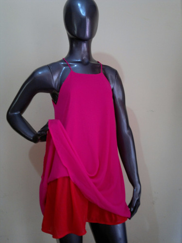 Vestido Corto Suelto Forrado St. Marie - Color  Fuscia