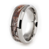 8mm Titanium Realtree Forest Wood Anillo De Boda De Madera