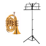 Trompete Pocket Eagle Tp520 Sib Laqueado + Estante Partitura