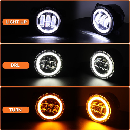 Kit Faros Auxiliar Led Con Ojo De Angel Jeep Wrangler A-vip Foto 3