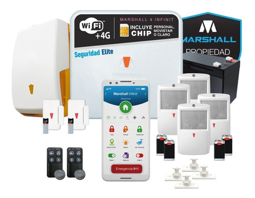 Kit Alarma Marshall 4 4g Wifi Infinit Gprs Chip Inalambrica