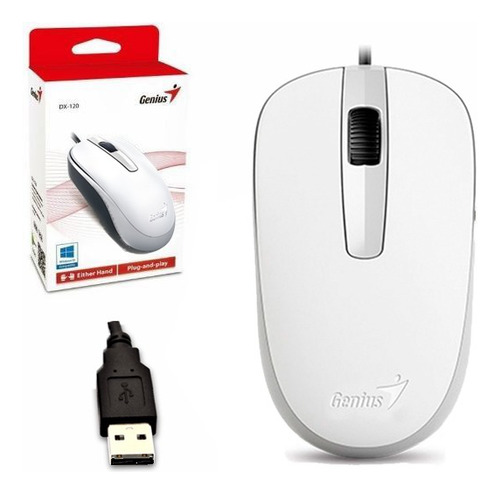 Mouse Genius Dx-120 Blanco Cable Usb 1200dpi Optico Win Mac