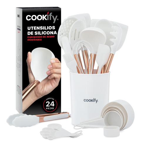 Set 24 Utensilios Cocina Silicona Y Acero Inox Cookify