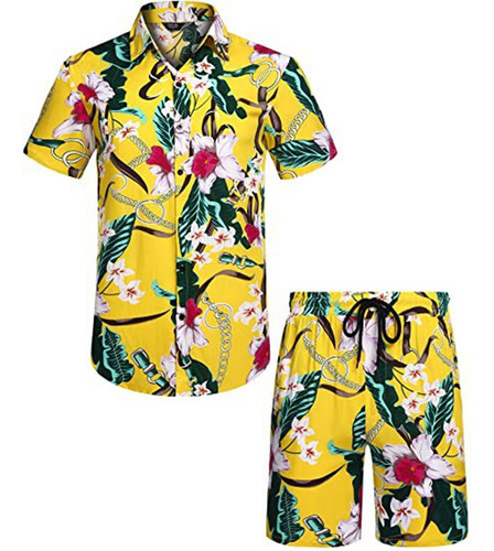 Conjunto De Roupa De Praia Havaiana Masculina, Camisa Boho D