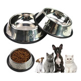 Plato Tazón Comida Agua Acero Inox Mascota Perro Gato 26 Cm