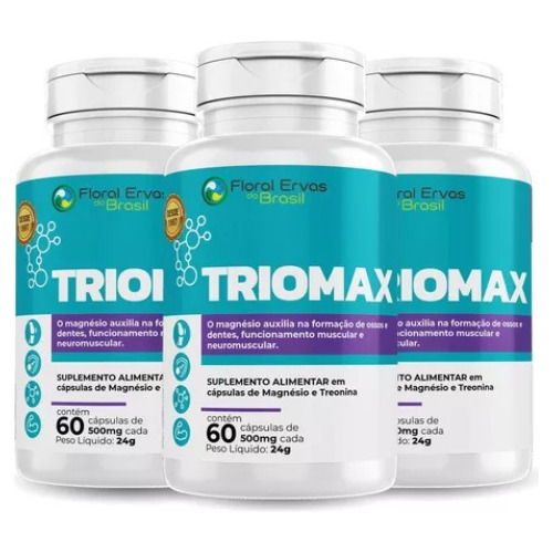 Kit 3 Triomax Magnésio Treonato Dimalato Quelato Cloreto Pa