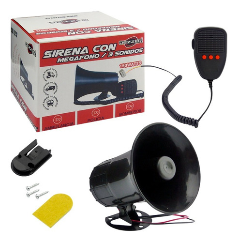 Sirena Megafono 3 Tonos 150watt 12volt Sonido Pato Microfono