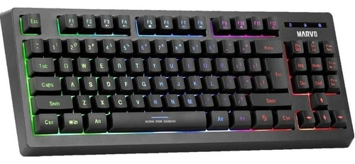 Teclado Gamer Marvo K607 Sp Membrana 87 Teclas Usb Luz 3 Col Color Del Teclado Negro