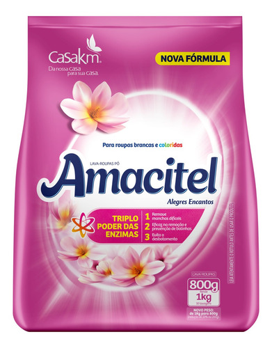 Sabão Amacitel Roupas Brancas E Coloridas Alegres Encantos Pacote