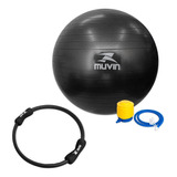 Kit Bola De Pilates 65cm + Anel De Pilates - Muvin Cor Preto