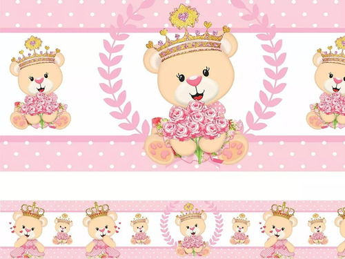 Faixa Decorativa Infantil Bebê Ursinha Princesa Parede Quart