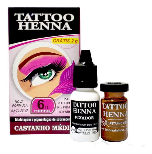 Henna Para Sobrancelhas Tattoo 6gr Com Fixador Incluso
