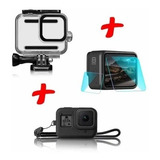 Kit 3 Em 1 Caixa Estanque Capa Silicone Película Gopro Hero8