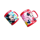 2 Disney Minnie Mickey Mug Pocillo Vaso Plastico Infantil 3d