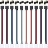 20 Pzs Conector Broche Con Cable 4 Pines Macho Tiras Led Rgb