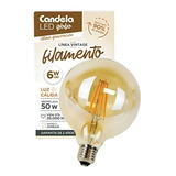 Lampara Led Filamento 6w A60 Ambar Globo Vintage E27 Deco 