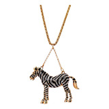  Colar Com Pingente De Cavalo Zebra Preto Uloveido Para Mulh