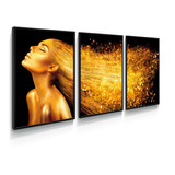 Quadro Decorativo Moda Fashion Mulher Dourada Ouro Para Sala