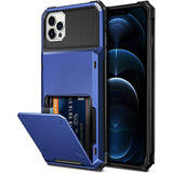 Funda Para iPhone 12 Pro Max 5g, Azul/tarjetero/resistente