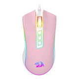 Mouse Gamer Cobra Redragon Rgb Rosa Com Branco - M711pw 