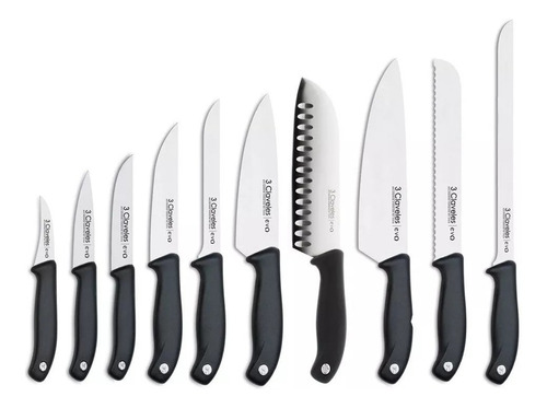 Set Completo 10 Cuchillos Profesionales Chef 3 Claveles Evo