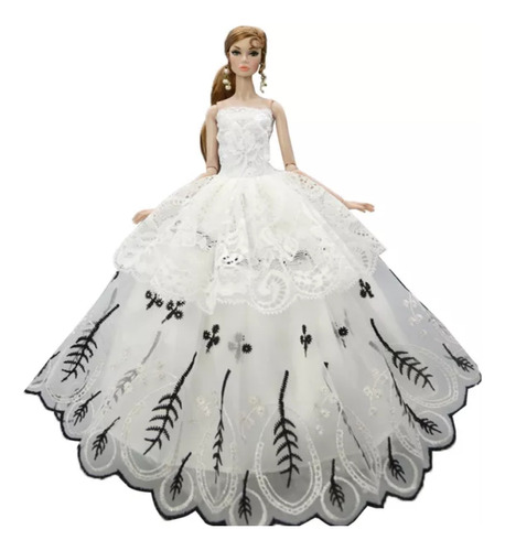 Lindíssimo Vestido De Noiva Para Barbie + 1 Par De Sapatos 