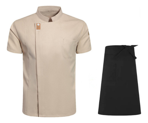 Chamarra Chef Hombres Y Mujeres, Camisa Manga Corta+delantal