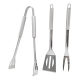 Set X3 Utensilios Bbq Parrilla Asado Acero Inoxidable Hsk