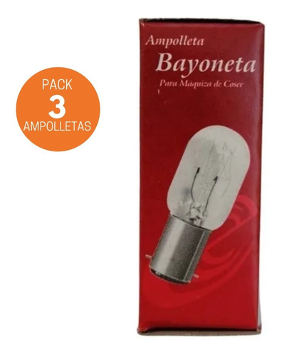 Pack 3 Ampolleta Bayoneta 15w Para Máquina De Coser 220v