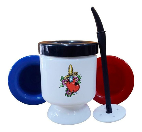 Mate Plastico Corazon Roto Cuchillo M2