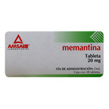 Memantina Cajca C/28 Tabletas De 20 Mg C/u Amsa