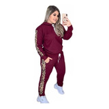 Conjunto Feminino Calça Blusa Animal Print Onça Moletom 