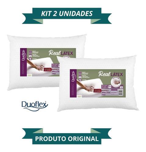Kit 2 Travesseiros Real Látex Baixo Duoflex Promoção