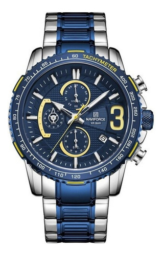 Reloj Naviforce Original Nf 8017 Cronografo Azul + Estuche