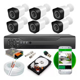 Kit 6 Cameras Segurança Dvr 8 Canais Full Hd Cabo E Hd 500gb