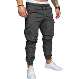 Pantalon Cargo Hombre Gabardina Elastizada Jogger Bolsillos