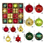 Set De Bolas Navideñas Rojas Y Doradas, Kit 44 Artículos