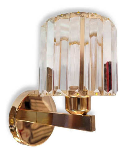 Arandela Cristal Cilíndrica Dourada Prata Clássica De Parede