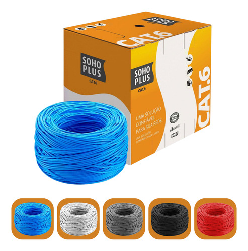 Cabo De Rede 300m Furukawa Soho Plus Cat6 Azul Bco Verm