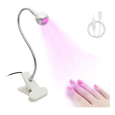 Lampara Para Uñas Uv Led 3w Usb Flexible Con Gancho Soft Gel Color Plateado | Meses sin interés