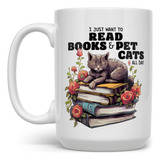 Taza De Café Para Amantes De Los Libros Y Los Gatos, Biblióf