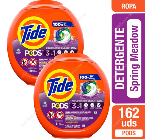 Pack 02 Tide Pods Detergente 81 Capsulas Cada Uno